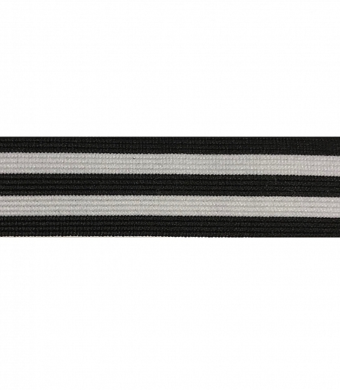 25mm Black & White Stripped Elastic - Click Image to Close